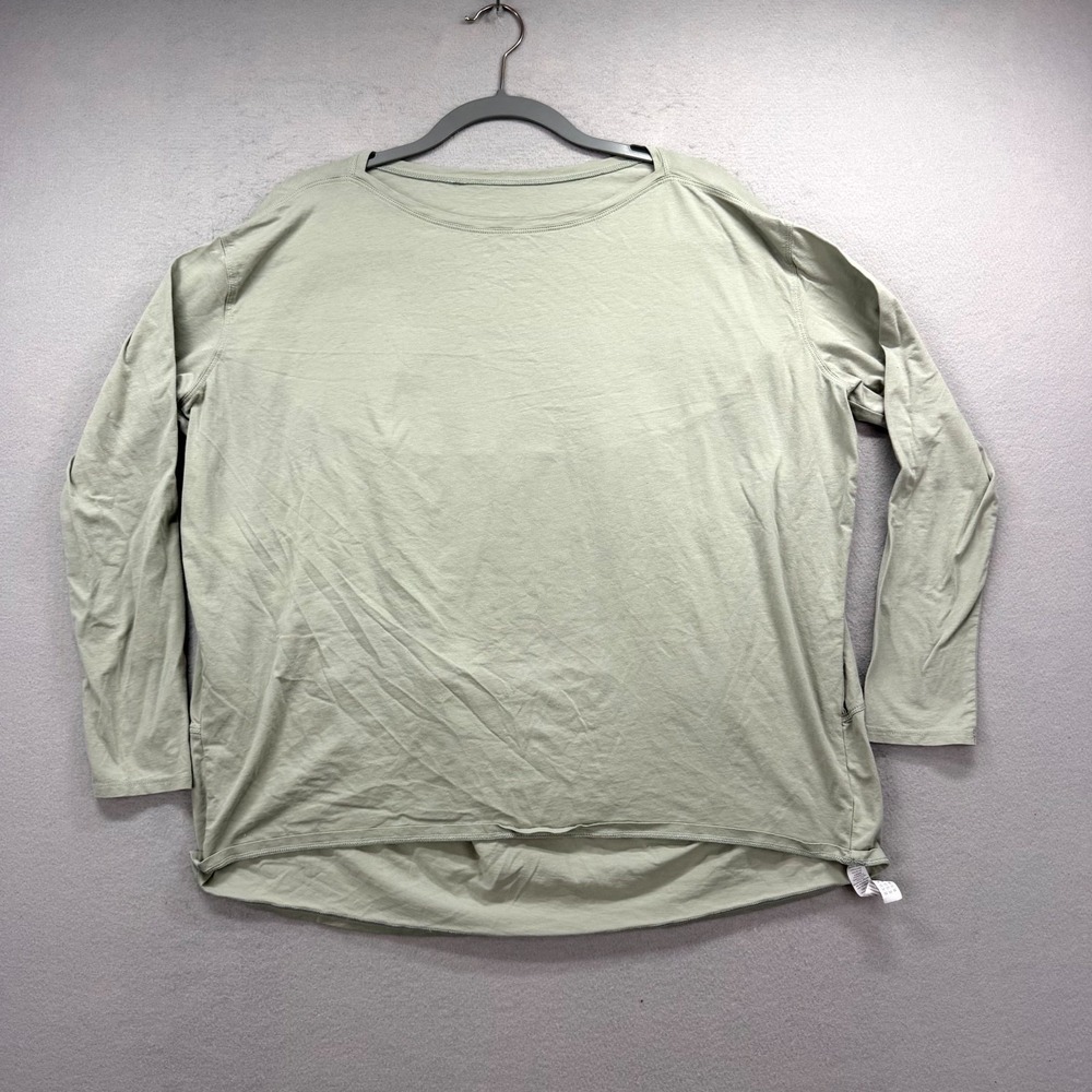 CRZ YOGA Butterluxe Workout Shirt Womens Large Green Long Sleeve Athletic Casual